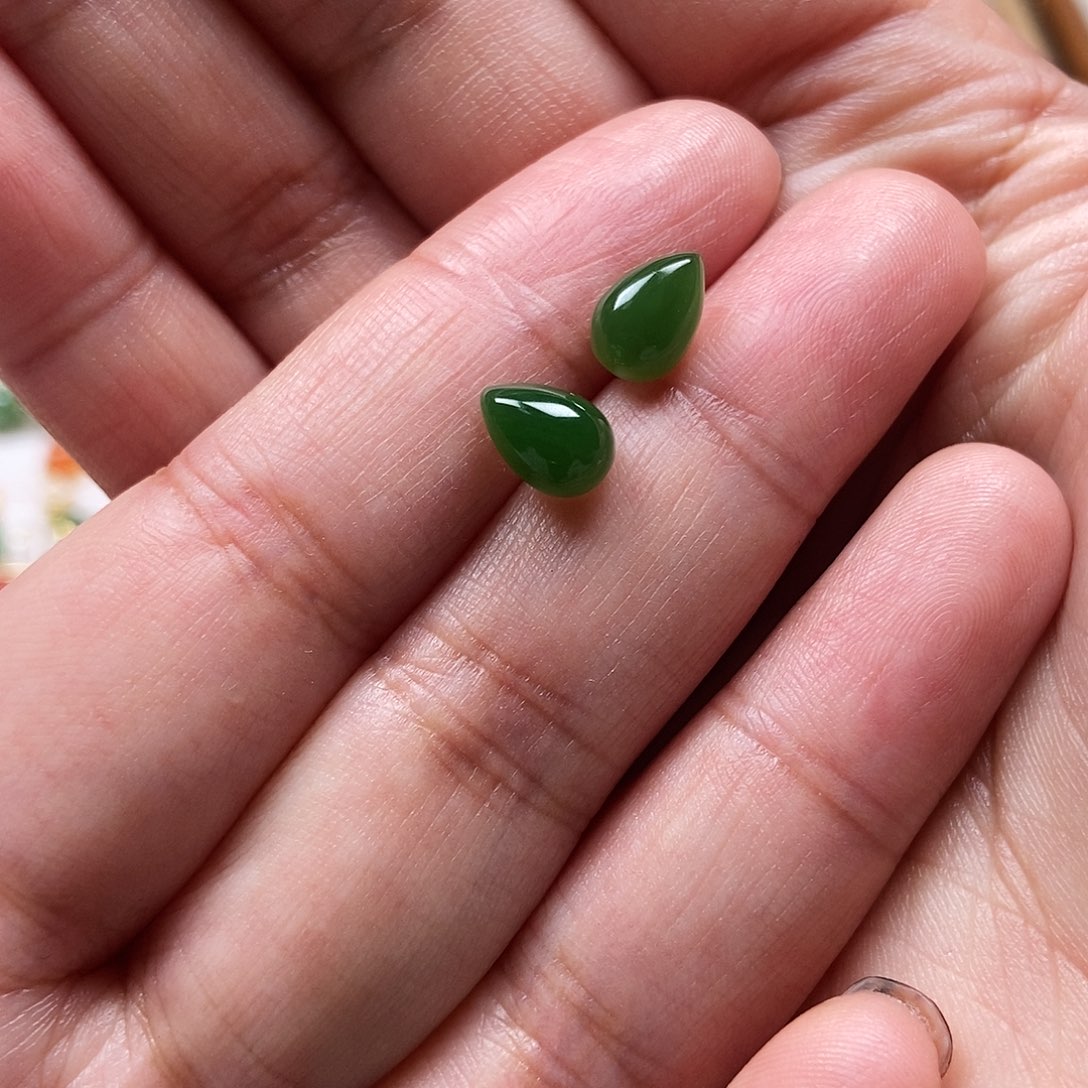 和田玉耳饰银S925镶嵌