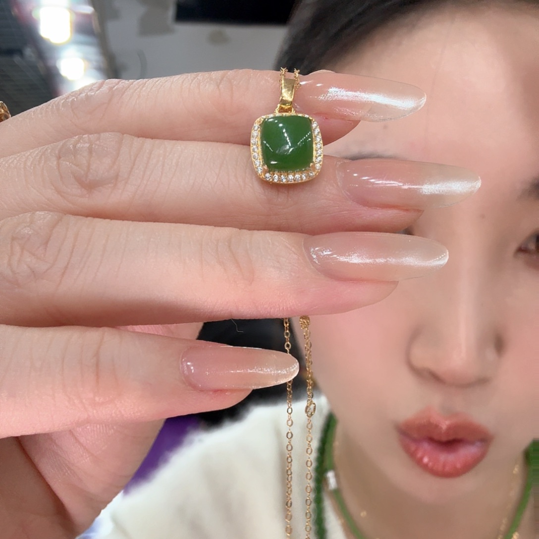 和田玉吊坠(不含链)银S925镶嵌