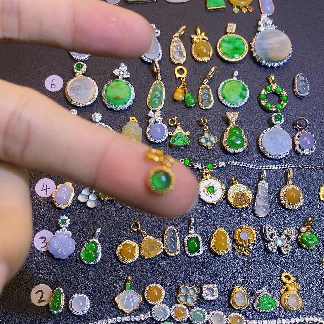 吊坠(不含链)银S925镶嵌翡翠