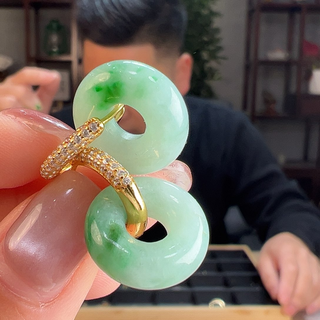 翡翠耳饰银S925镶嵌耳环73