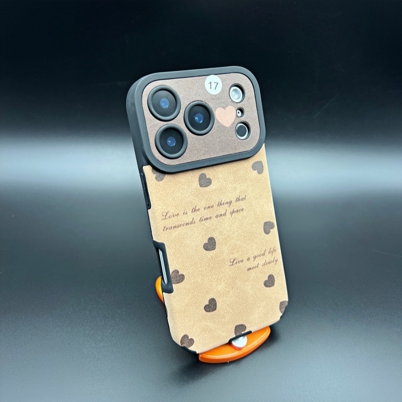 满屏爱心挂绳适用iphone17promax手机壳16系列15大视窗贴皮14女13