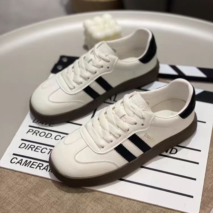 2566-2新款真皮复古软底运动德训小白鞋女轻便阿甘简约休闲板鞋