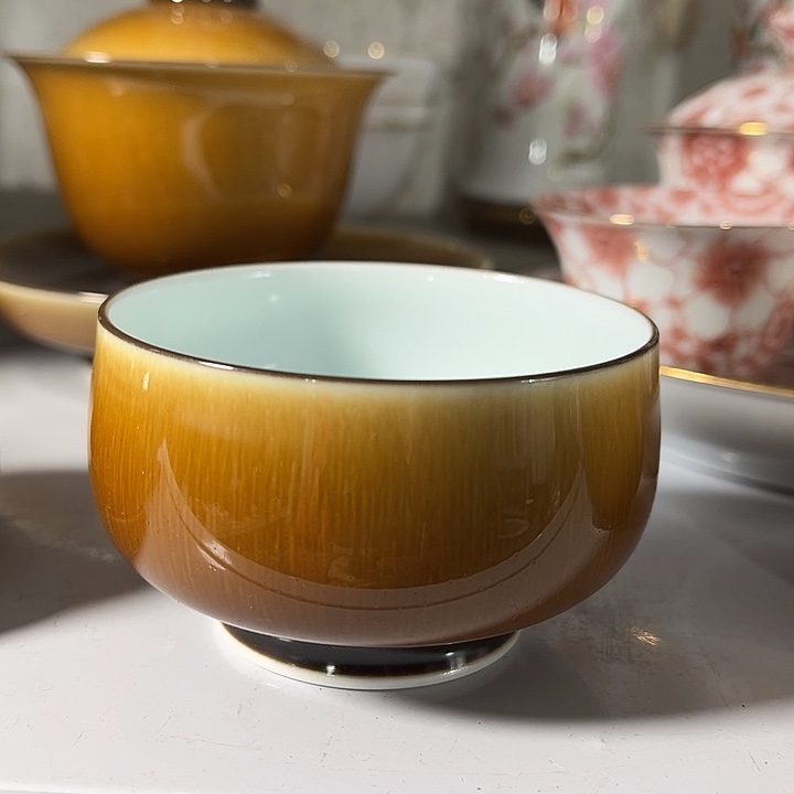 紫***豆景德镇陶瓷小茶碗1个