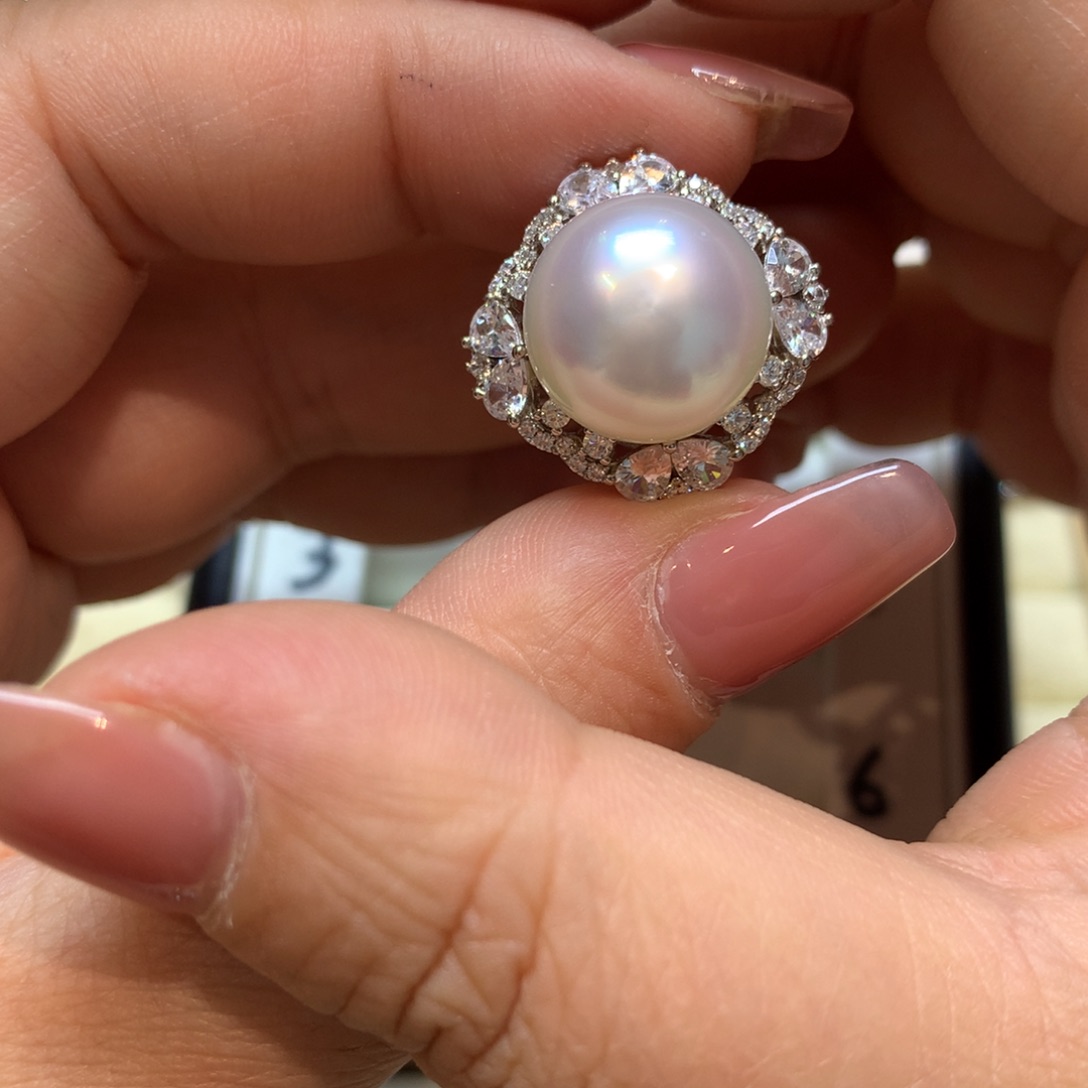 海水珍珠戒指银S925镶嵌
