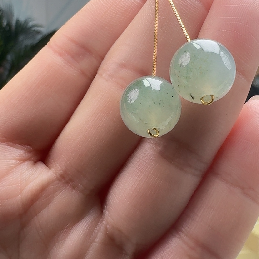 翡翠耳饰银S925镶嵌天然