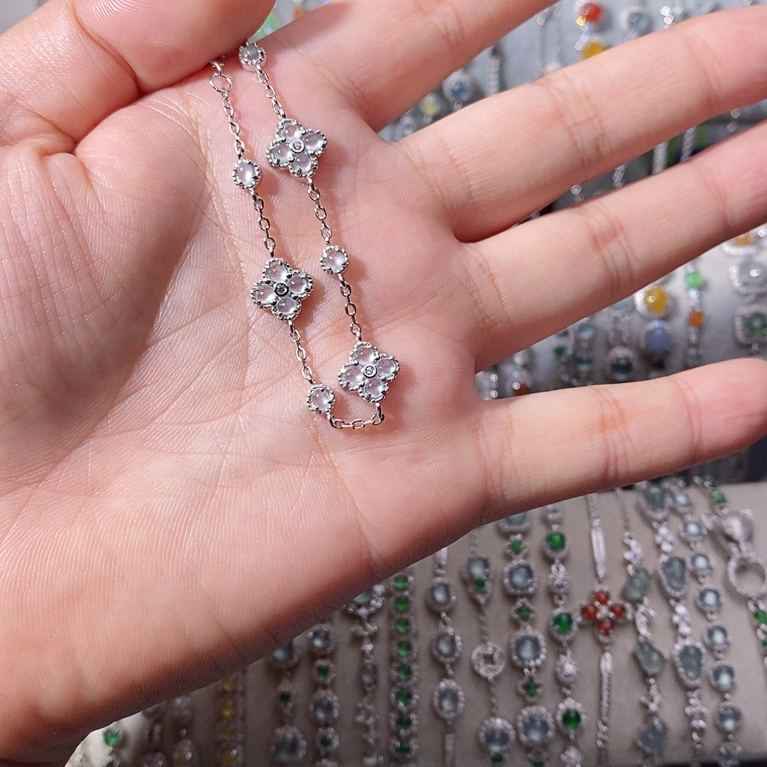 爱***甜翡翠银S925镶嵌手链