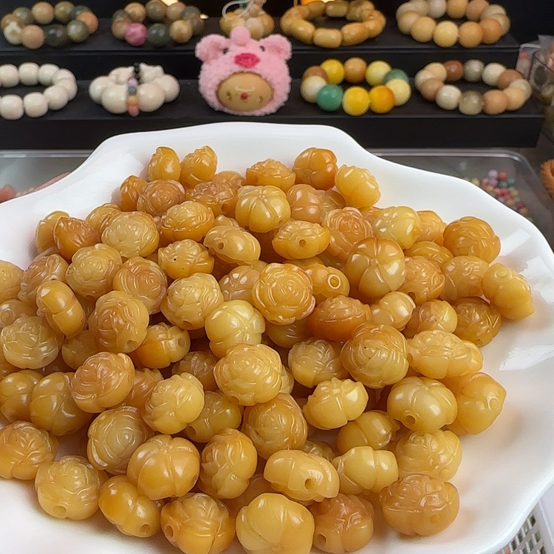 菩提根/象牙果手串卡13金灿灿山茶花20颗➕10颗备珠