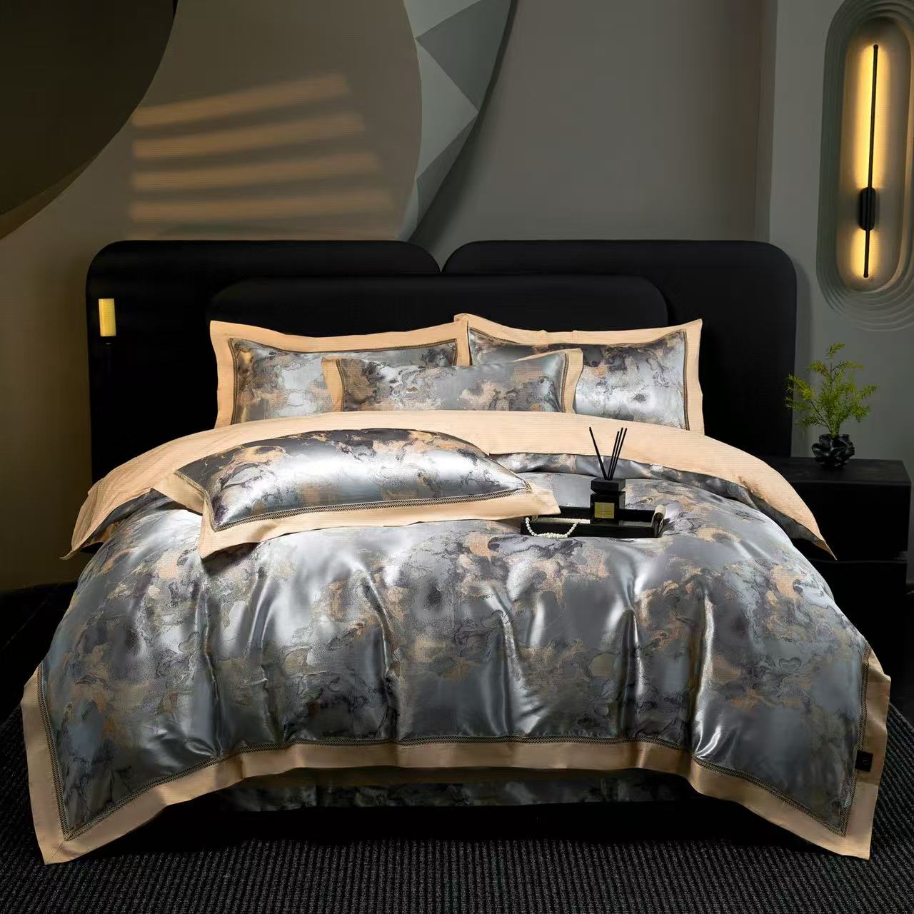 【专柜清仓】ms超柔加密高精密锦缎镂空四件套-奢香-礼盒系列