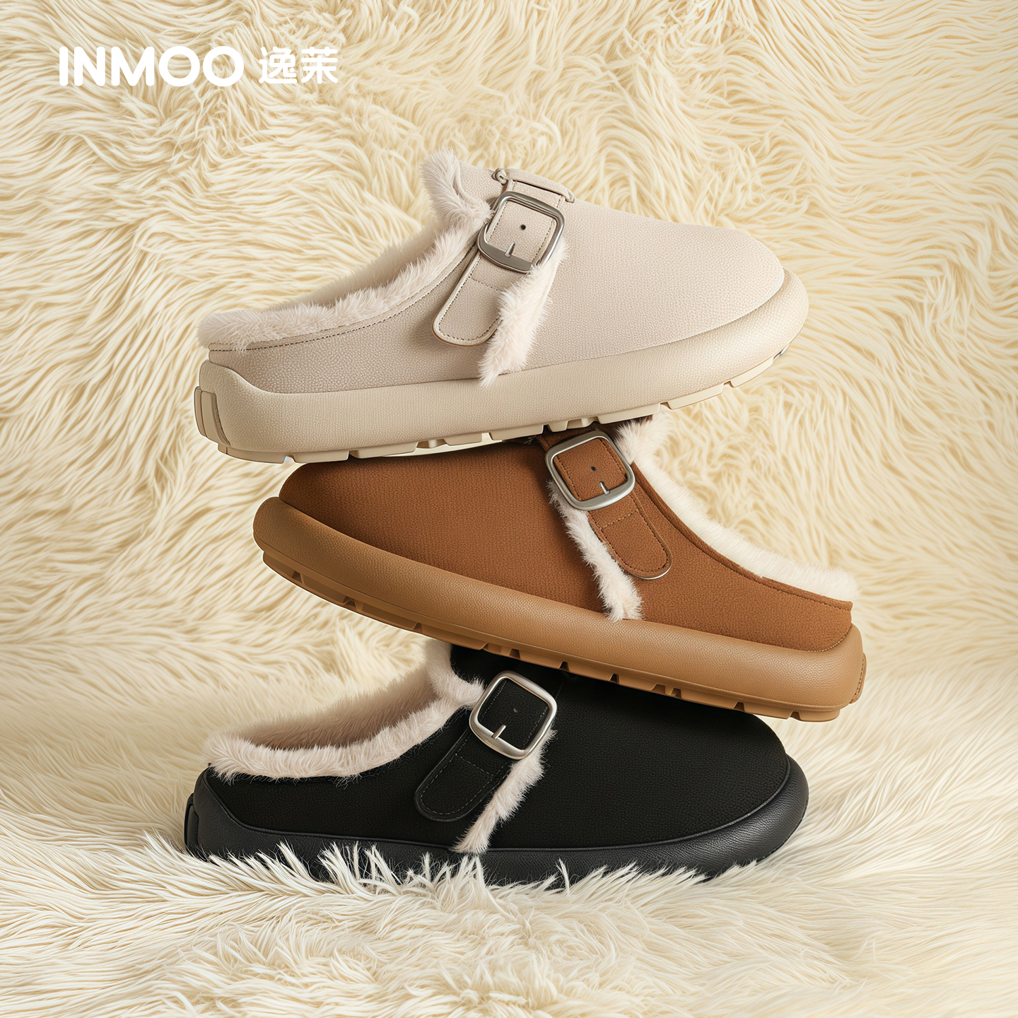 逸茉2025冬季新款豆包勃肯棉拖鞋女厚底外穿防滑时尚保暖棉拖鞋男