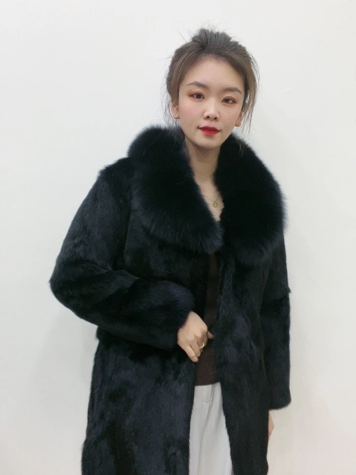 秋冬款女款百搭保暖时尚女士中长款大毛领外套