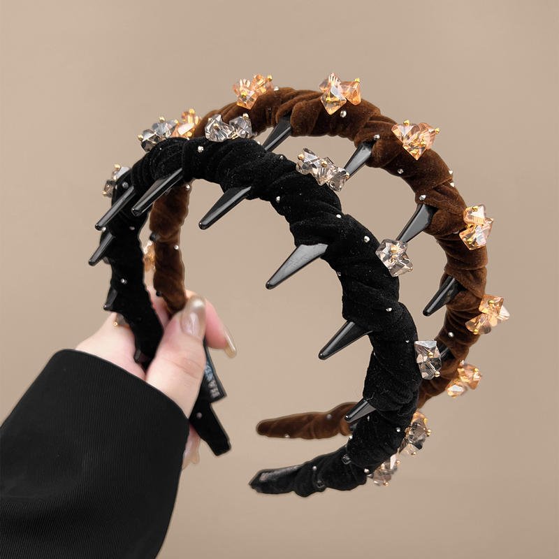轻奢高级感水钻高颅顶带齿防滑女用压发洗脸头箍头饰