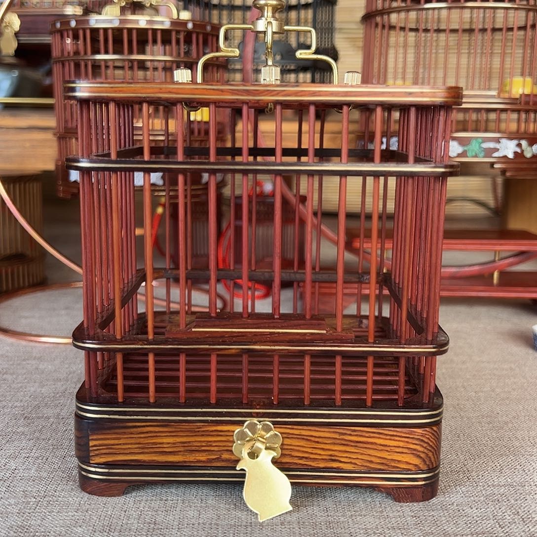 见***空微凹黄檀素抽屉笼子一个