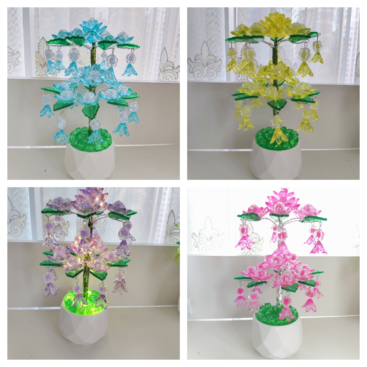 妍妍小手工 网红益智礼物并蒂莲小盆栽手工材料包DIY手工摆件