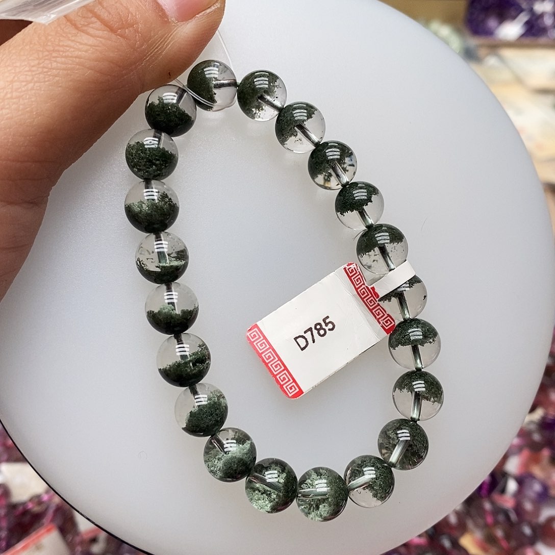 未镶嵌手链水晶D785绿幽灵9mm