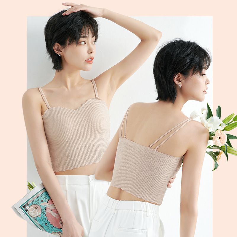 46903一片式裹胸美背女性感泡泡百褶蕾丝一字抹胸式内衣吊带批发