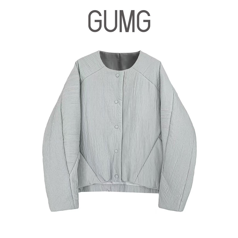 【女装优选】GUMG-韩系竖条纹肌理棉服外套GM20497