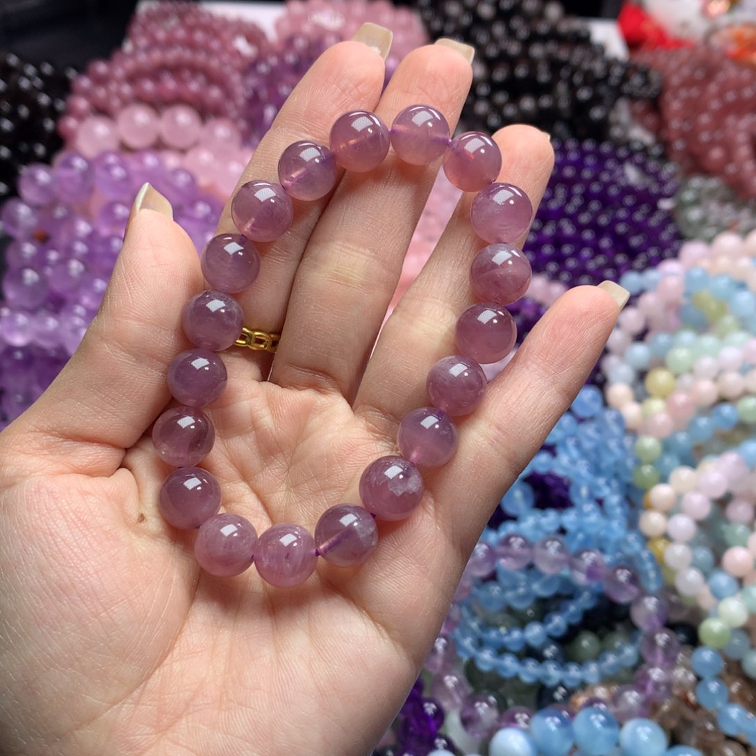 水晶手链未镶嵌老矿紫马粉卡10+