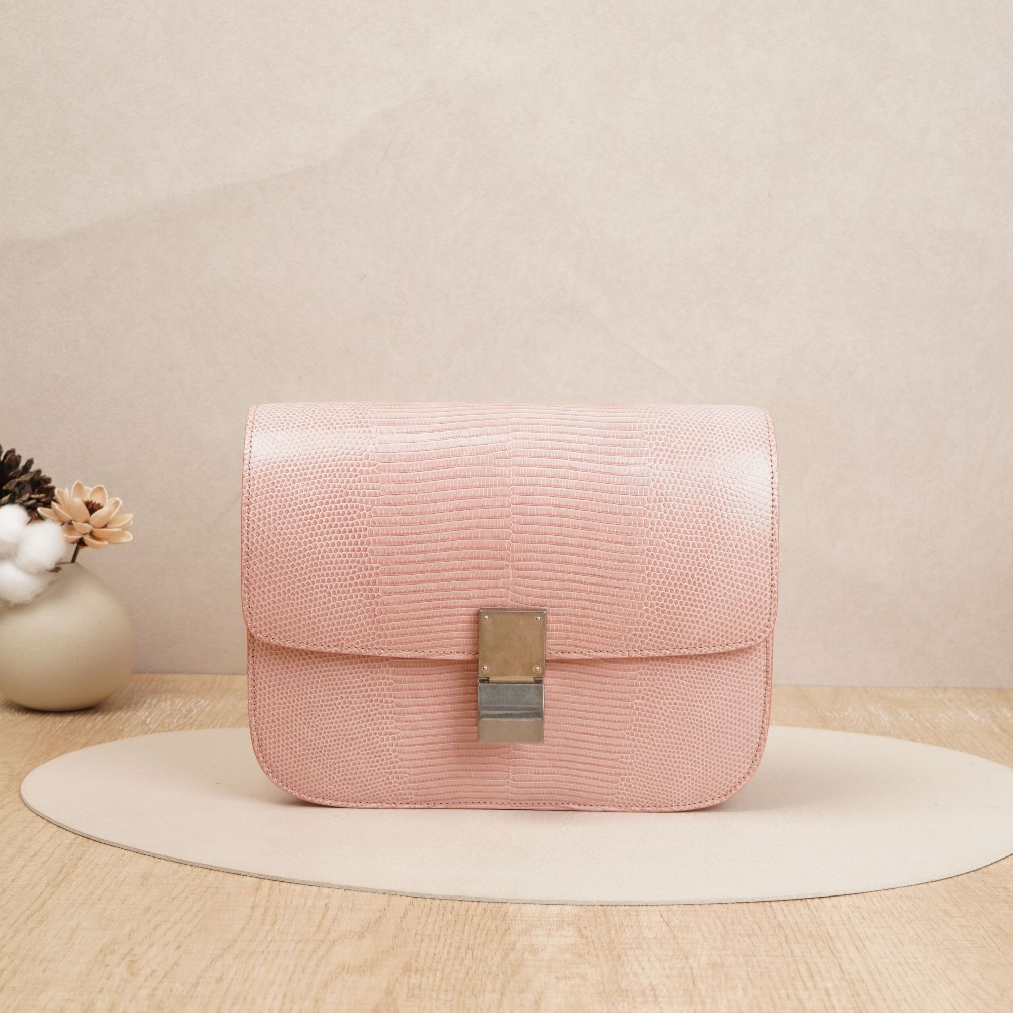 95新 Celine/思琳 赛琳box豆腐包粉色/DS034744