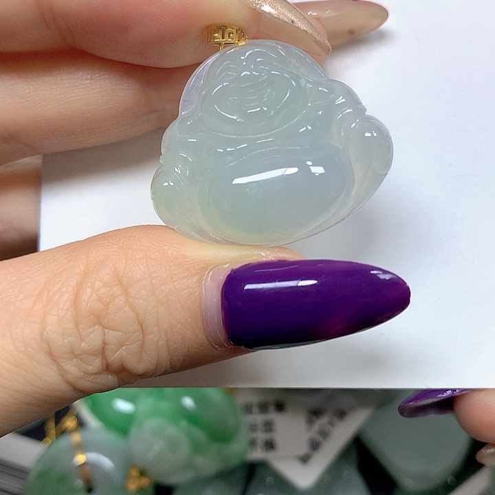 翡翠18K金镶嵌颈饰挂件