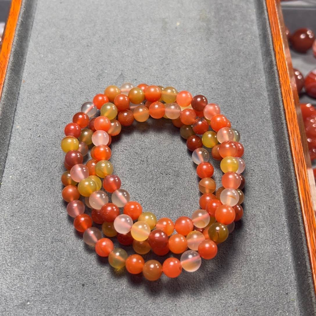 南红玛瑙多圈尺寸6+未镶嵌