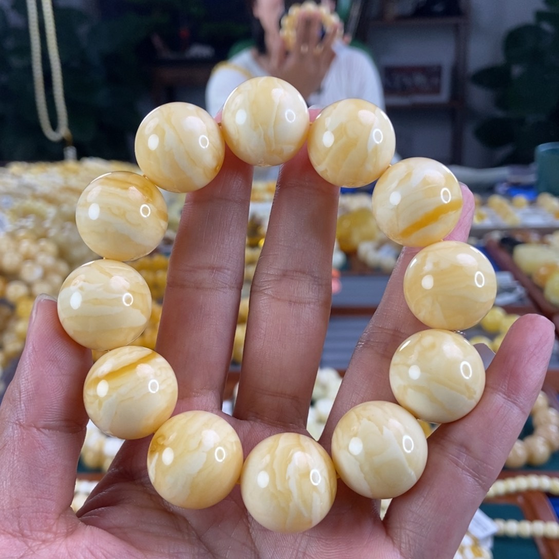 琥珀手链未镶嵌张*曦20同料圆珠54.87