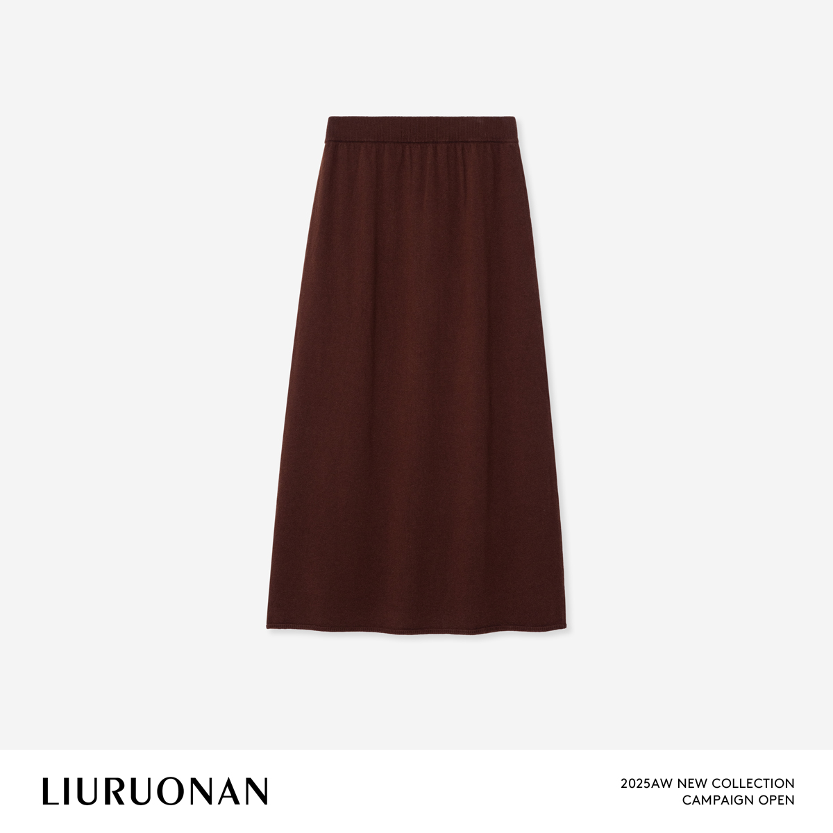 LIURUONAN 25WIN【热红茶半裙】温柔气质松紧腰宽松显瘦针织半身裙