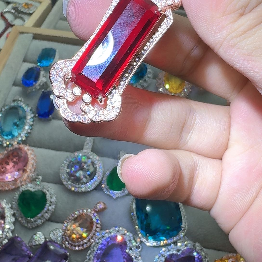 绿水晶戒指银S925镶嵌