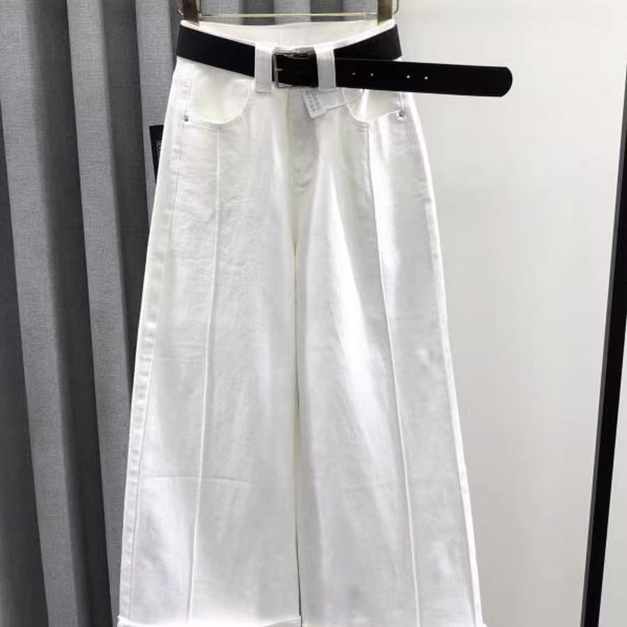 612/8914/148   休闲阔腿牛仔裤时尚宽松显瘦直筒翻边长裤