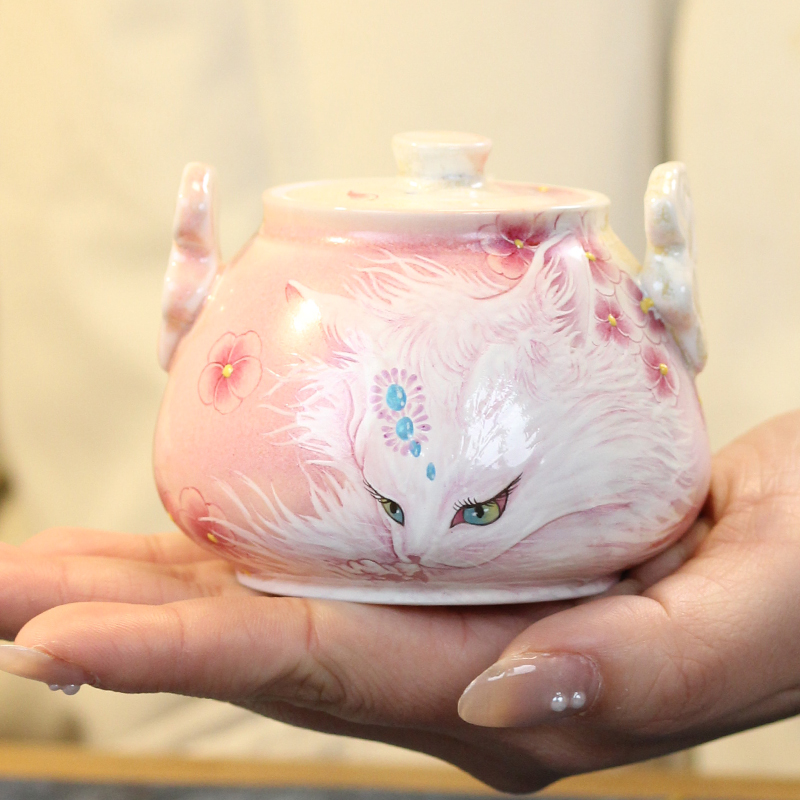 九尾宝瓶壶手绘陶瓷茶具盖碗茶壶中式茶具手工泡茶手抓壶分茶器