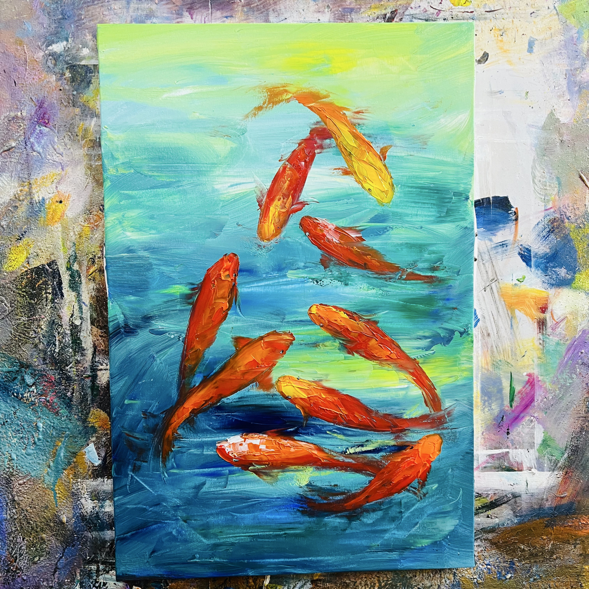 年年有余挂画现代装饰画不含内框尺寸60.90cm