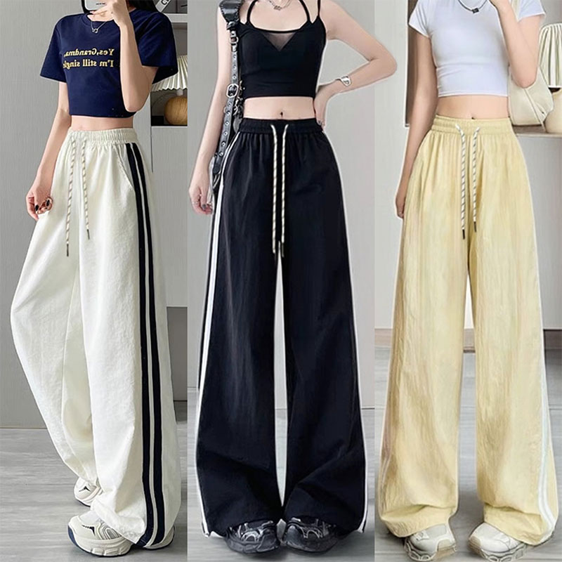 女童裤子夏季薄款女孩凉感奶芙运动阔腿裤宽松垂感学生防蚊休闲裤