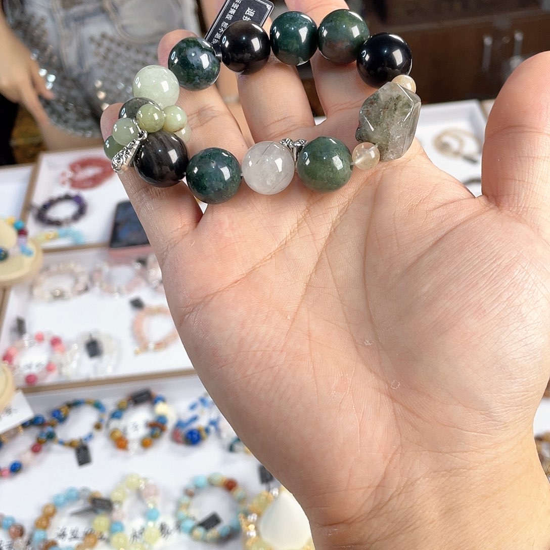 水晶手链银S925镀金镶嵌