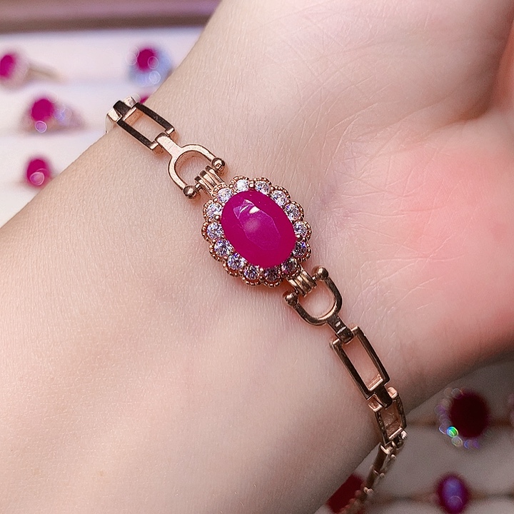 红宝石手链银S925镶嵌