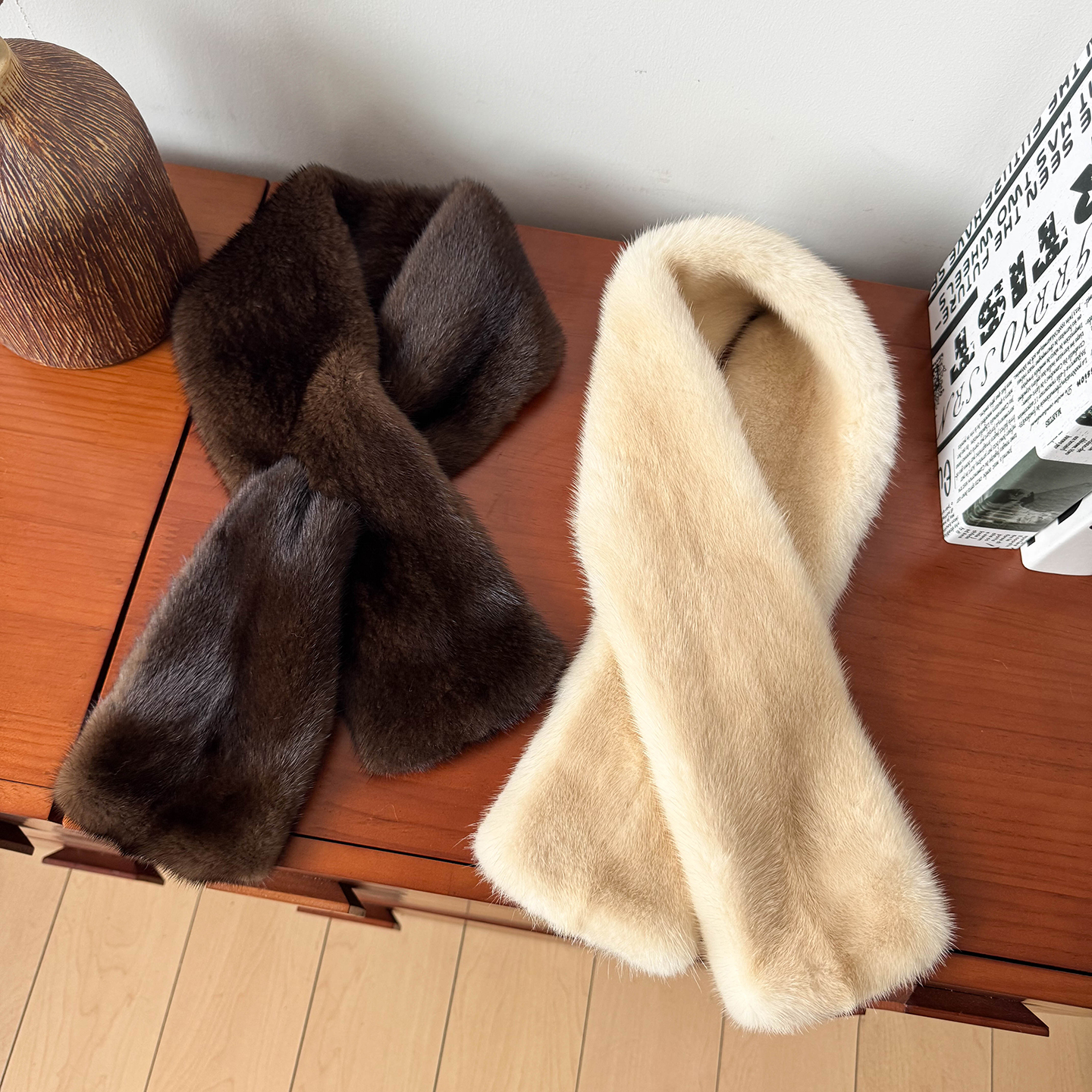 双面整貂皮短毛针柔软舒适皮草围巾女士保暖真毛水貂毛围脖冬季