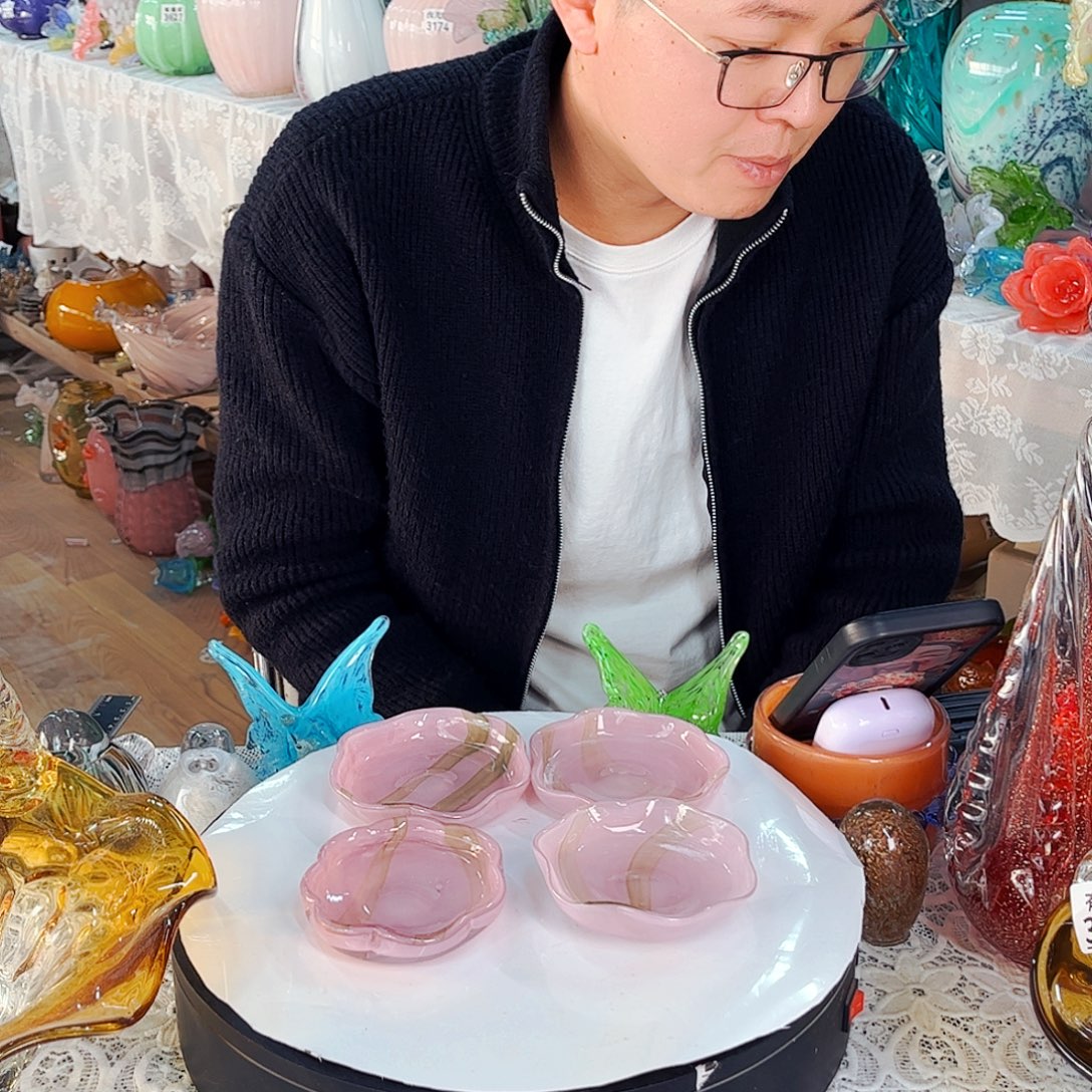 4个小碟 家悦琉璃工艺品不完美