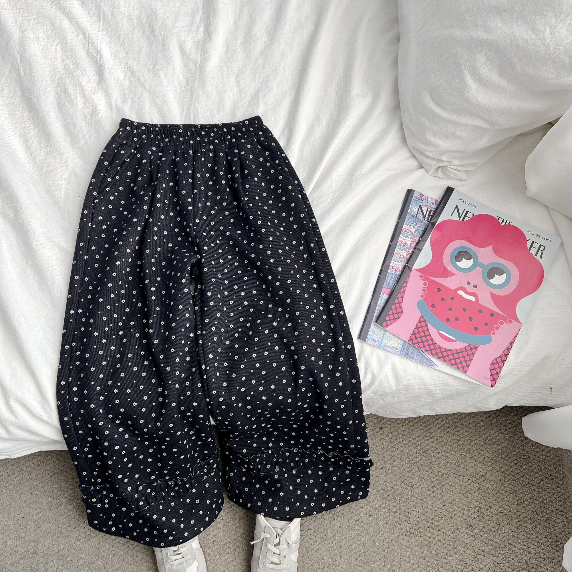 【原版】女童冬装加绒休闲裤儿童保暖长裤中大童裤子EEKDW58303-3