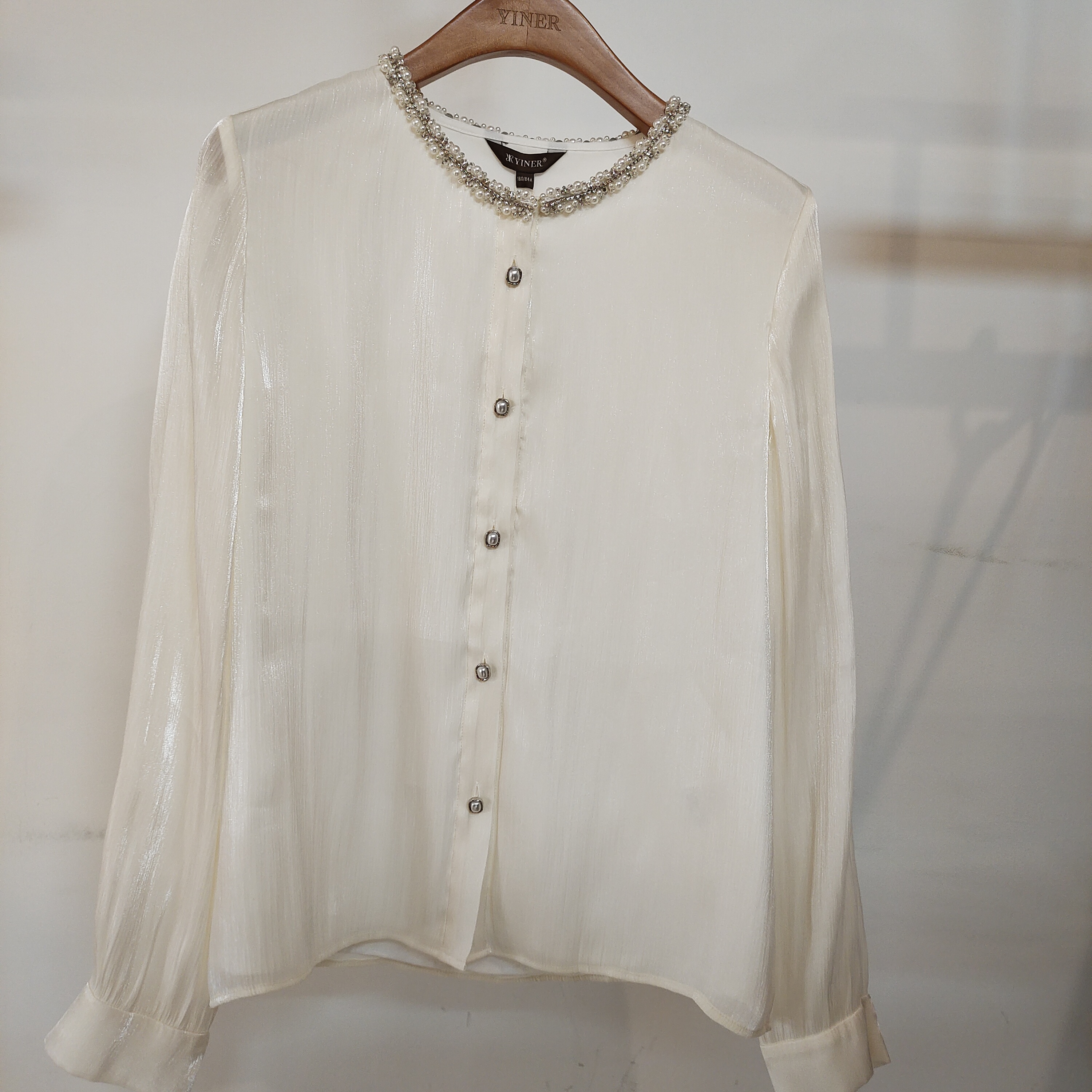 YINER/音儿新款时尚气质百搭圆领衬衣衬衫8C65130076