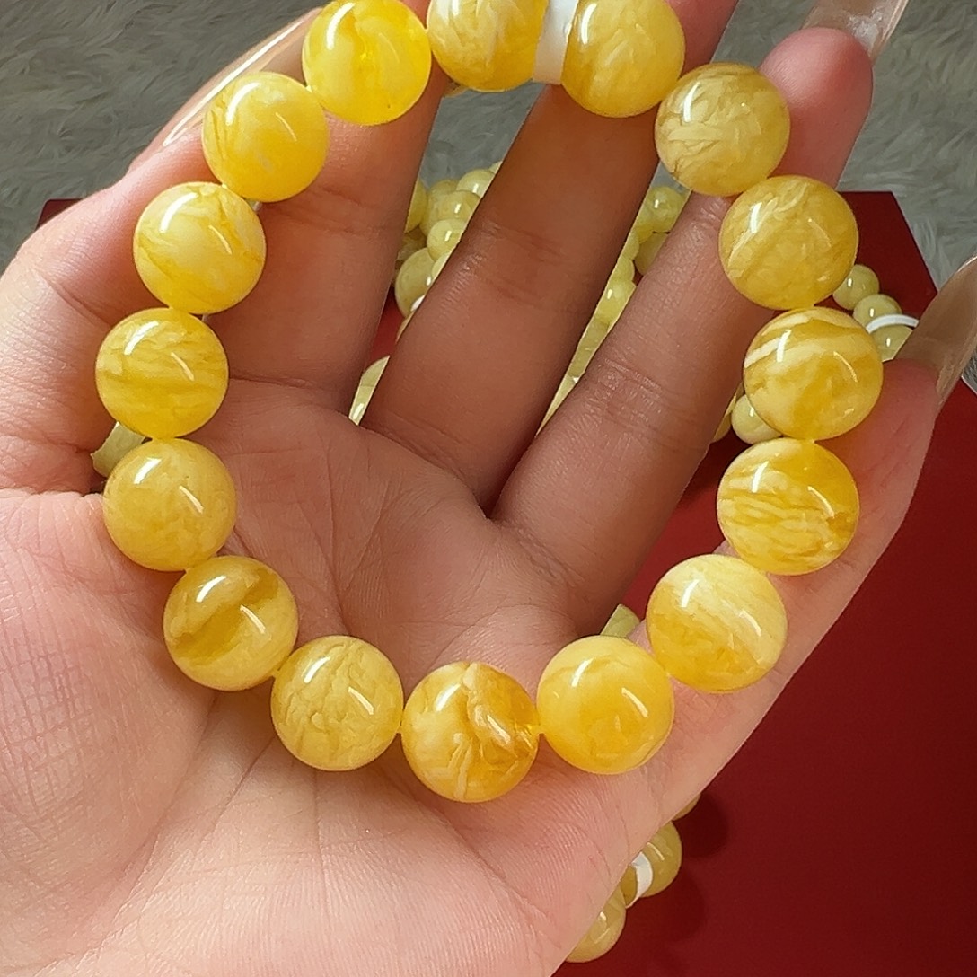 琥珀未镶嵌裸石微瑕满蜡鸡油黄虎皮，13➕