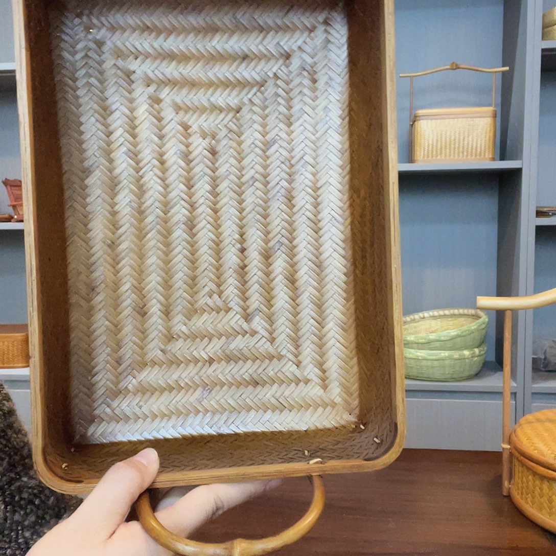 伦***子竹编精编双耳收纳蓝