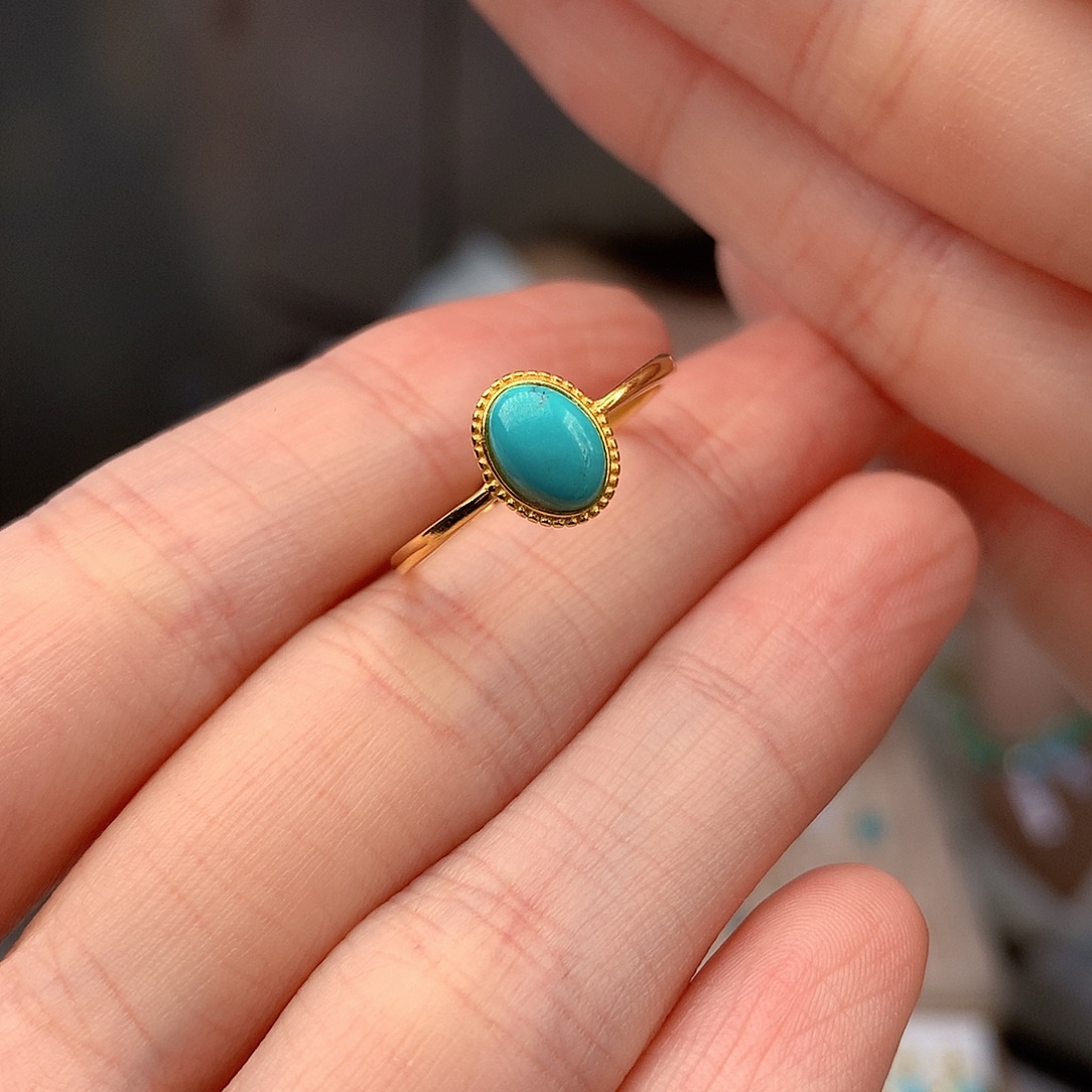 绿松石银S925镶嵌戒指