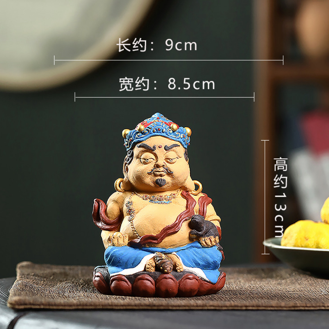 刘祖铭老师限量巨作“黄财神”紫砂茶宠，多色，描金，镶嵌宝石，奢华版