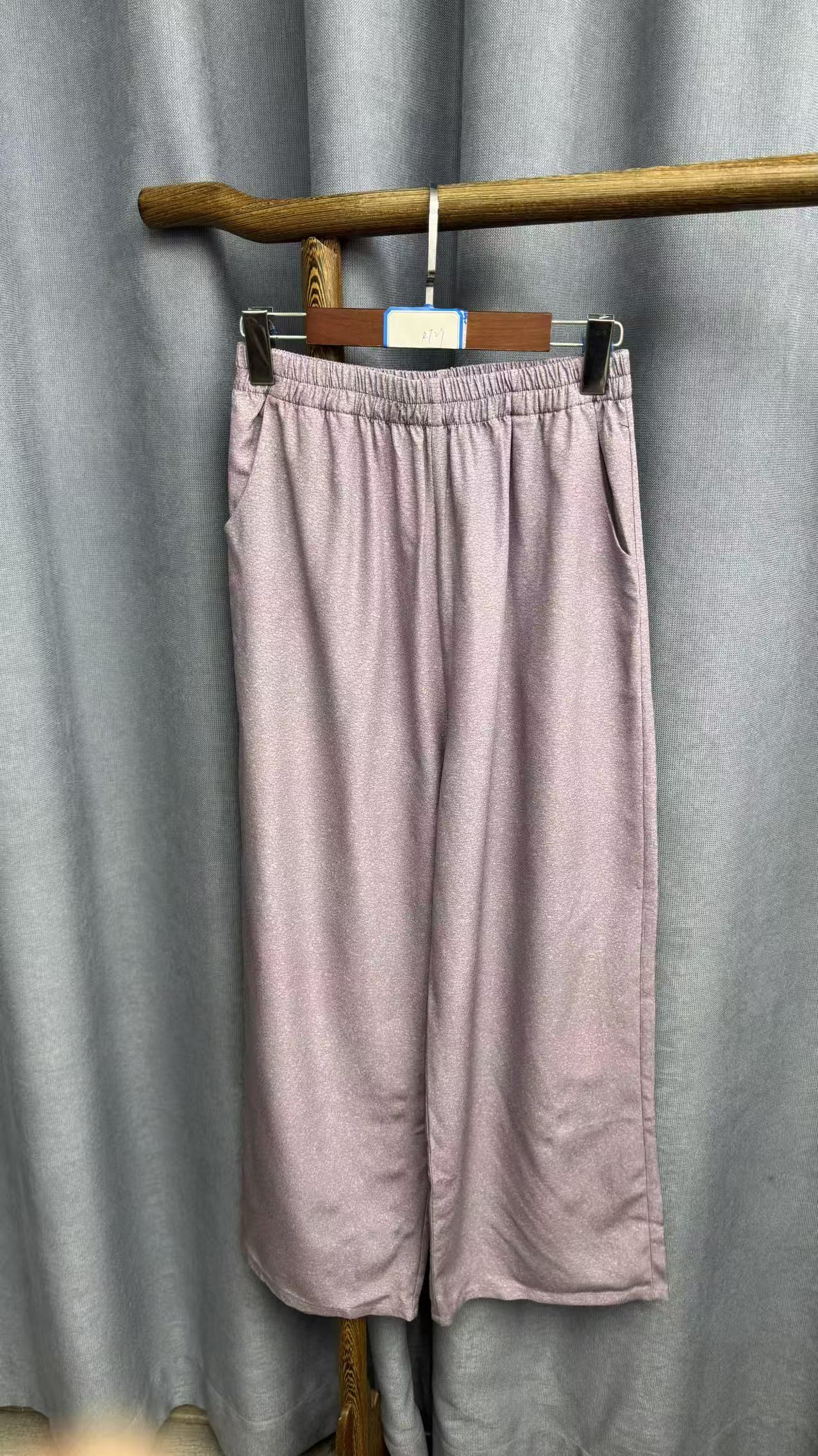 秋季新款简约百搭宽松桑蚕丝直筒长裤女R729