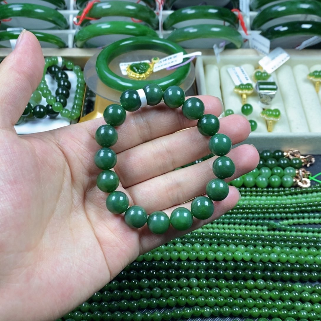 和田玉（碧玉）手串未镶嵌卡12