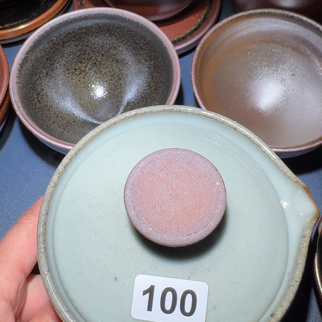 小雨茶盏，手工柴烧，磨底