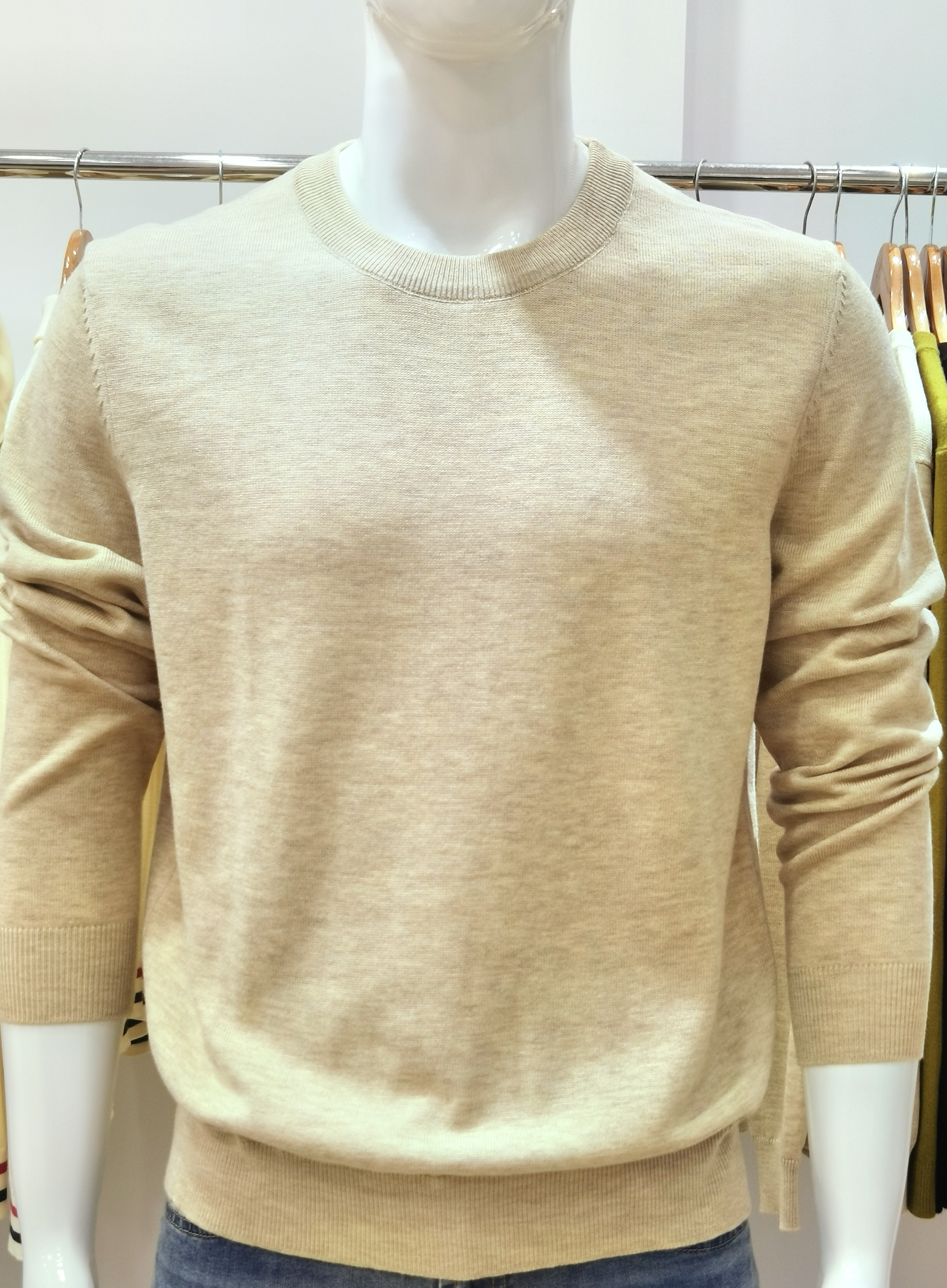 秋季保暖圆领常规毛针织衫套头款针织长袖V领百搭打底衫