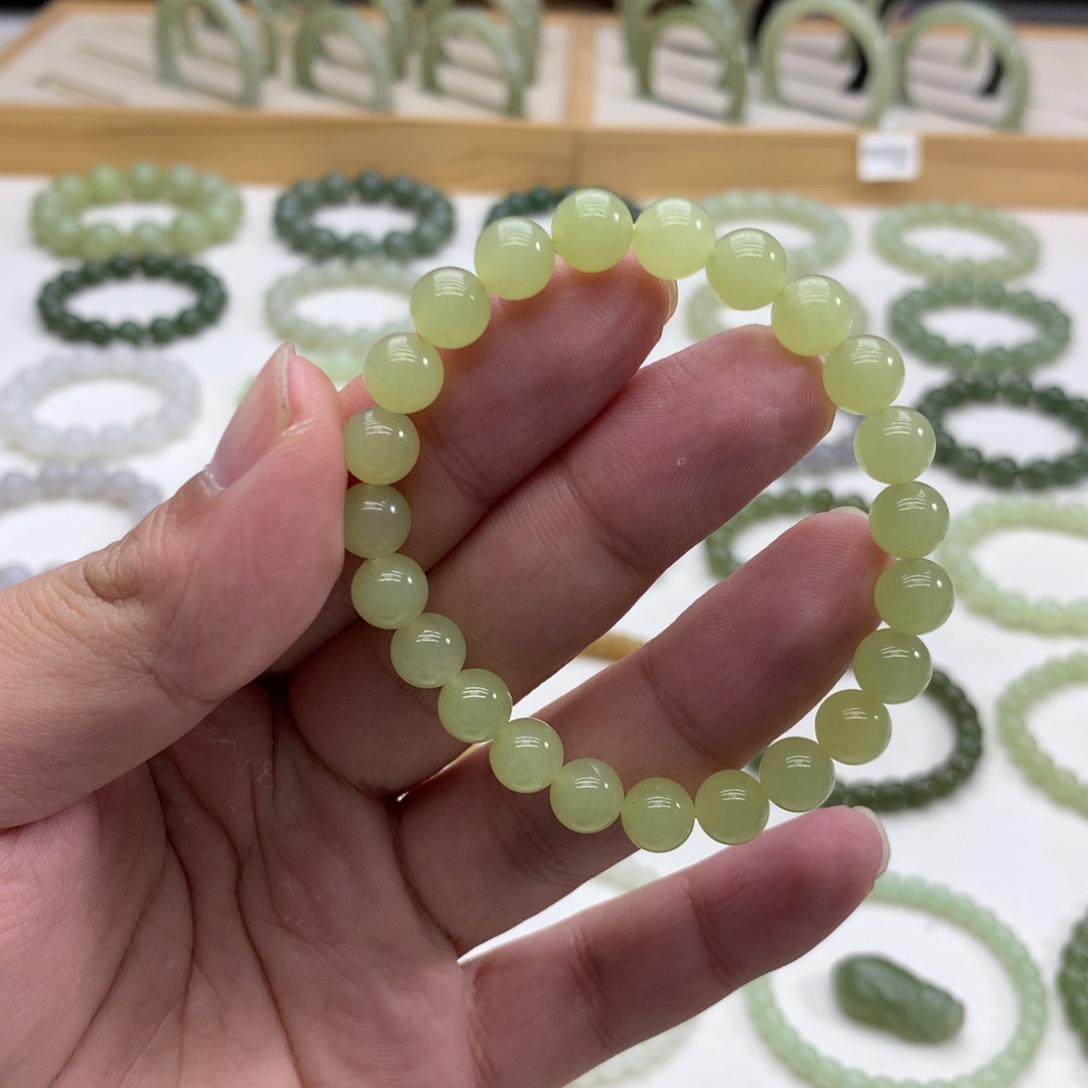 和田玉手串（黄口8）未镶嵌