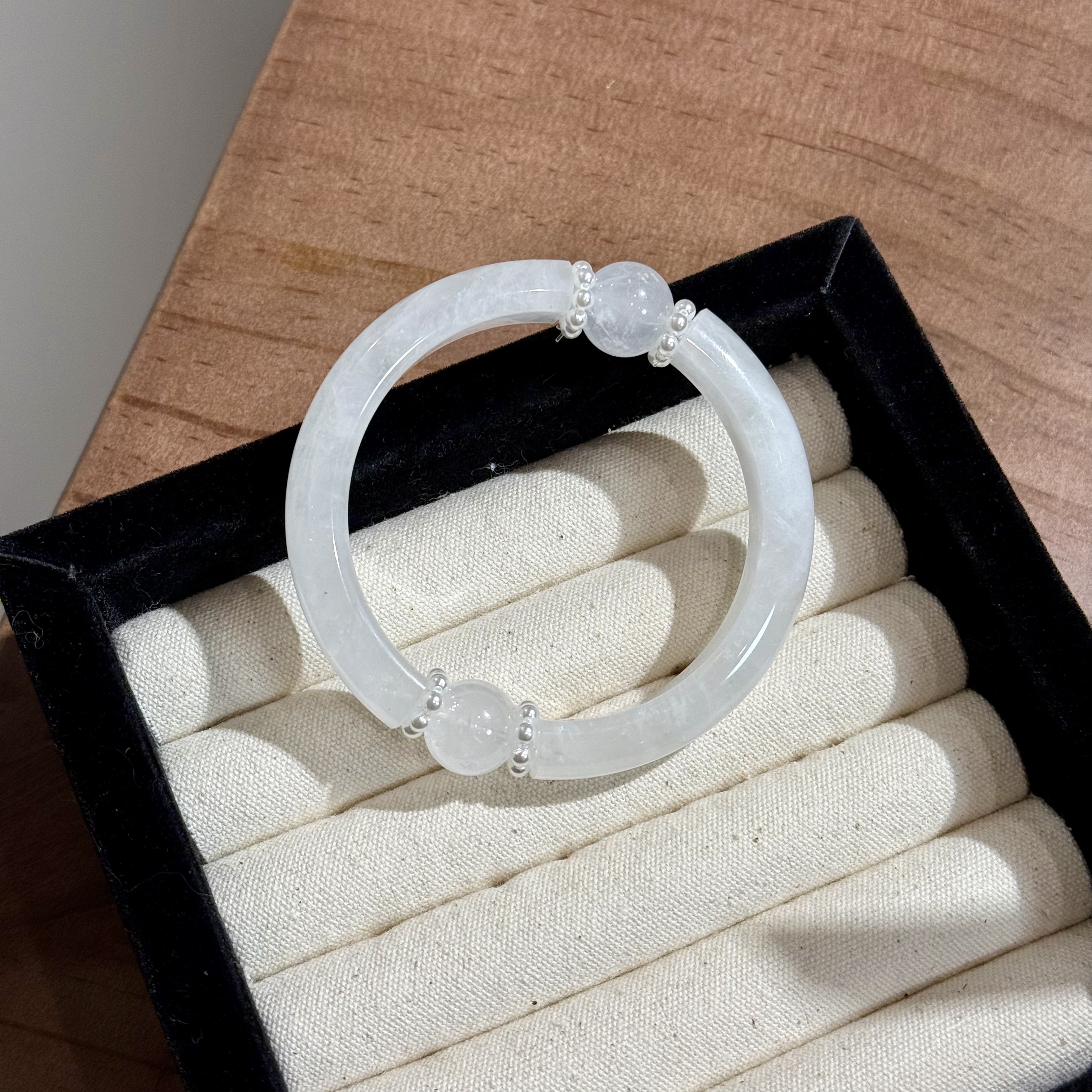 《白幽灵》A609天然白水晶原创半镯设计款手串多样性发一