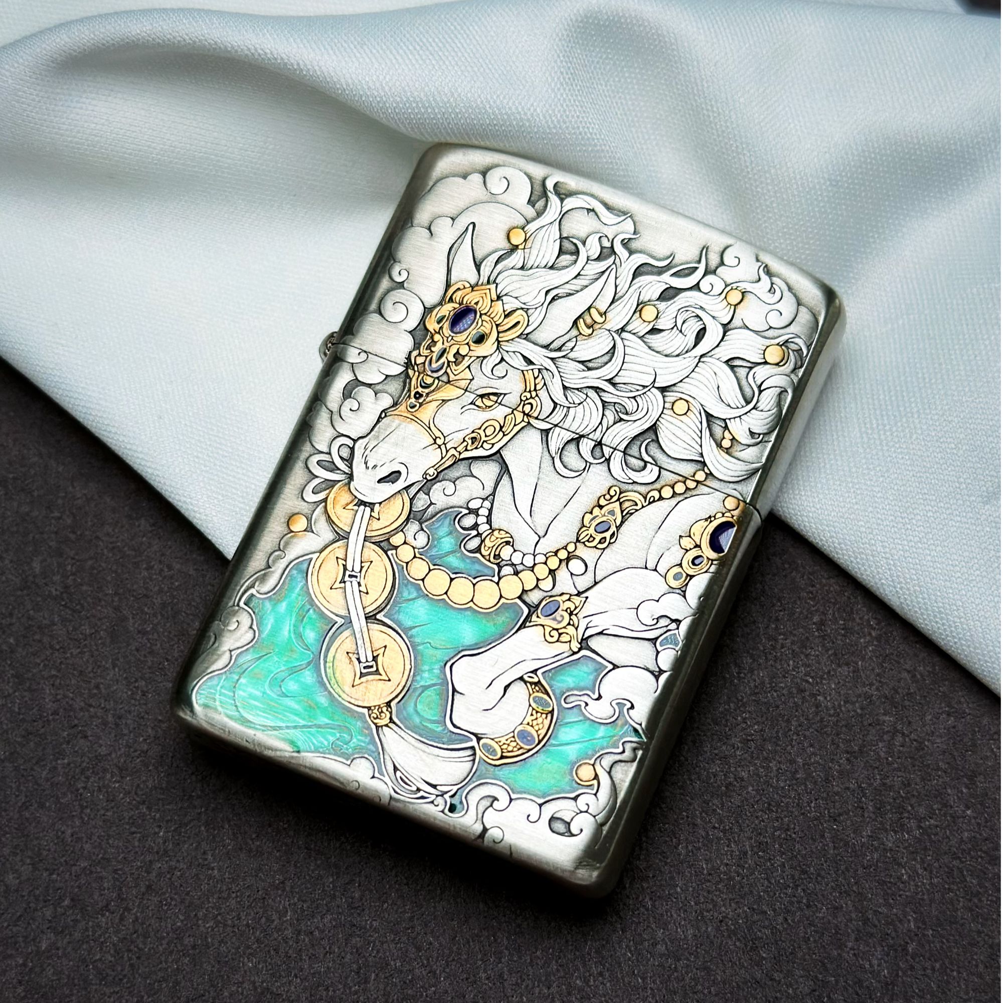 ZIPPO/之宝白驹过隙骏马琉璃珐琅贺岁马盔甲打火机官方正品-大帝