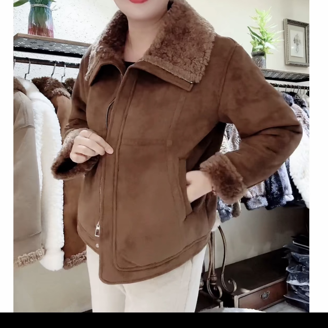 女款75款时尚一体绒外套