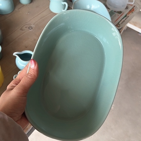 盘汝瓷水仙盆微瑕